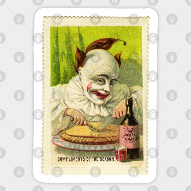 Creepy Clown - Victorian Christmas Card Sticker by skittlemypony